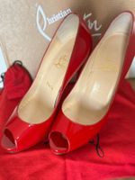 Christian Louboutin “New Very Prive 120” Peep-Toe Heels Red