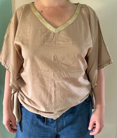 Tunique Bohème 100% coton beige taille unique