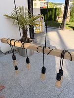Holz Lampe mit Edison Birnen - Perfekt für den Sommer!