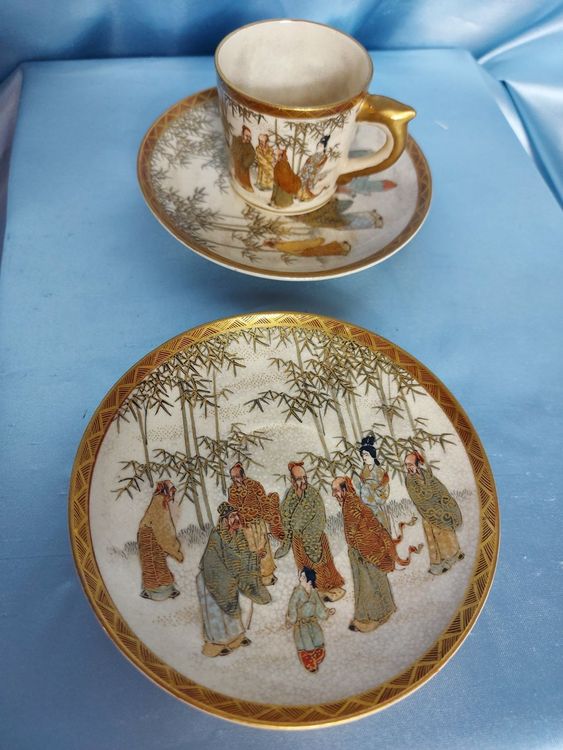 Service à Thé Satsuma 8 Pièces - Vaisselle Japonaise En Céramique - XIXe Siècle