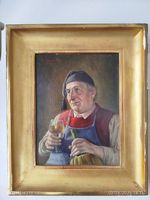 Antikes Ölgemälde Walter Roessler "Sommelier"