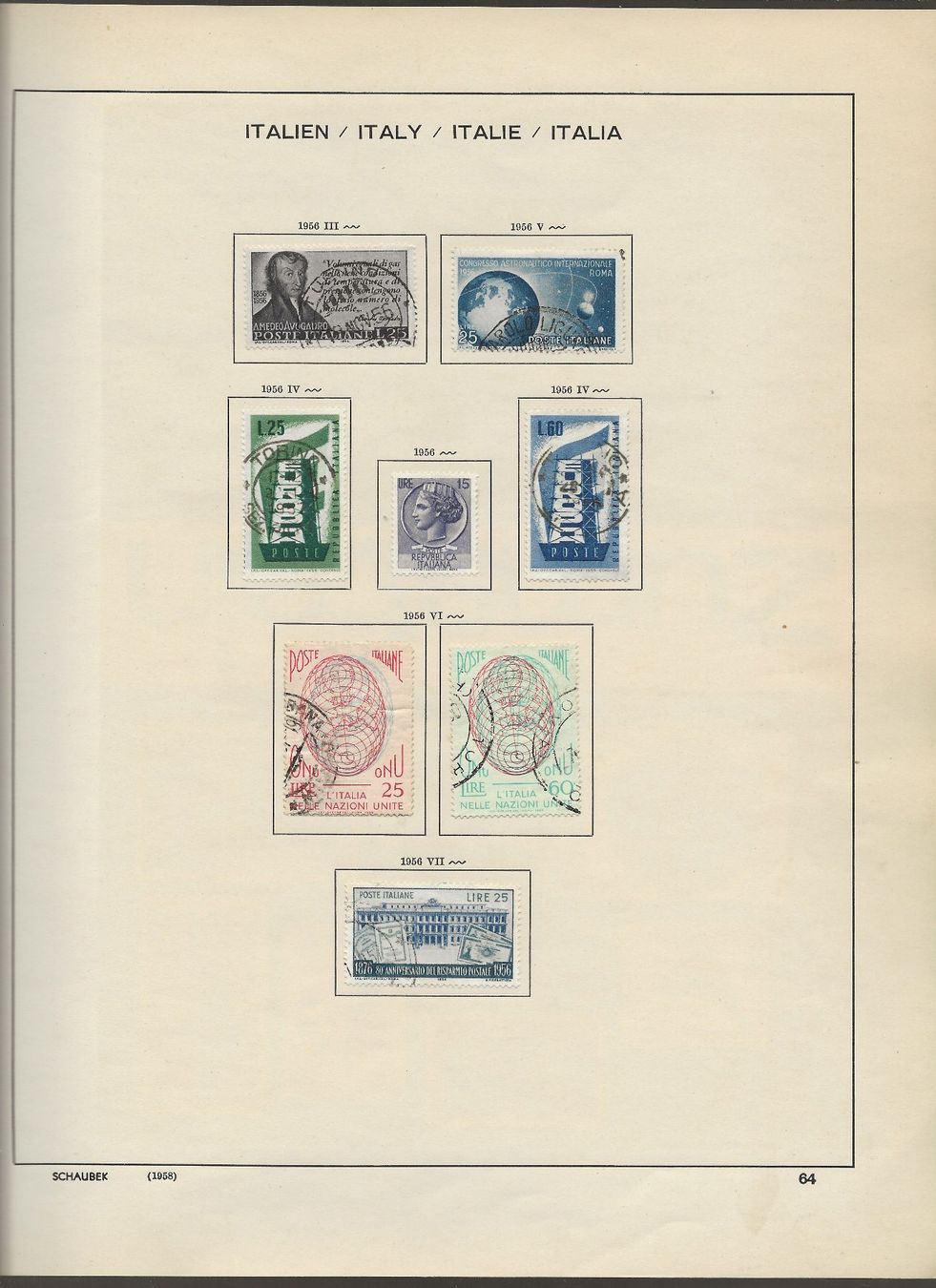 Alle Briefmarken: Marken Italien 1951 bis 1956 – Gebraucht aus Au ZH von xelagreb01 8