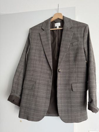 NEUER H&M Blazer kariert braun grau XS oversized
