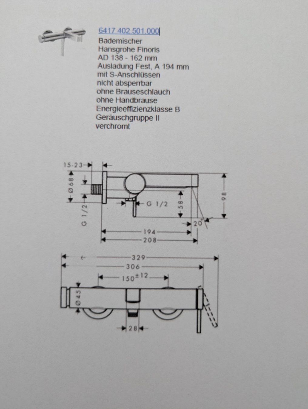 Hansgrohe Robinetterie: Bademischer Hansgrohe Finoris – Neuf (Voir description) à Burgdorf par Sophia3 2