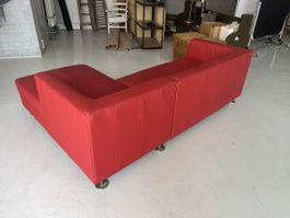 Ecksofa Leder rot mit Recamiere gebrauchter Zustand