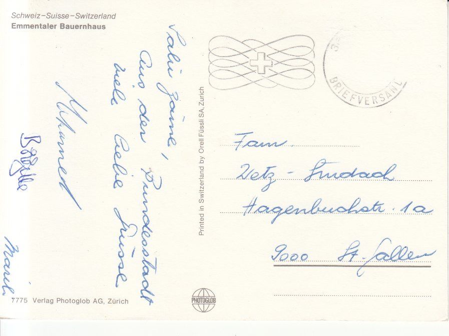 Cartoline postali: Emmental ca. 1970 – Usato da Bürglen TG venduto da StampGraf 1