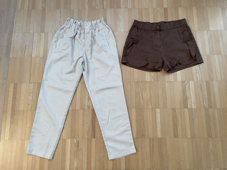 Sommer Set: Beige Hose & braune Shorts, Grösse 146