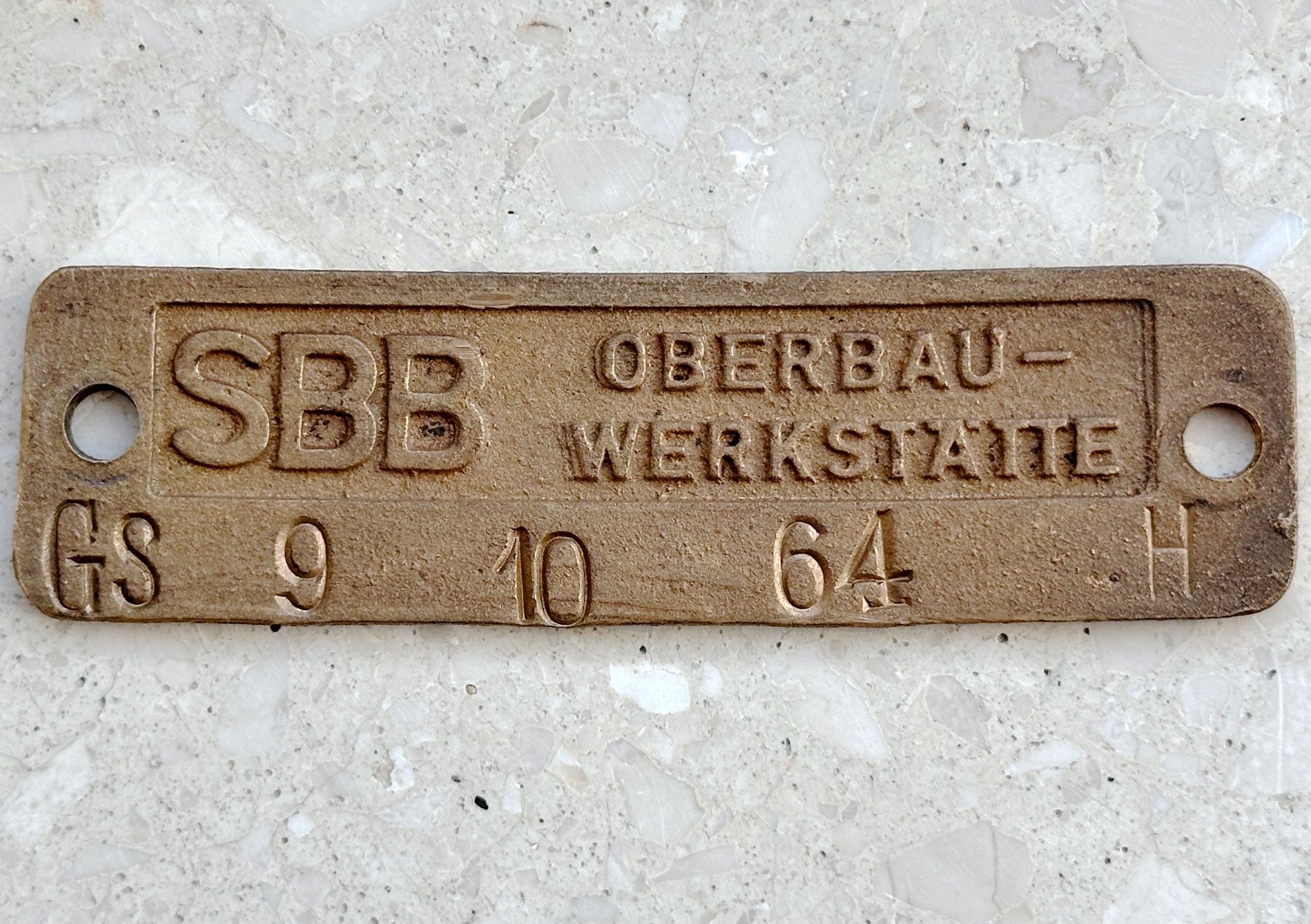SBB/CFF/FFS Insegne: 9.10.1964 SBB Messing Schild Schweiz – Usato da Seltisberg venduto da quadartswiss