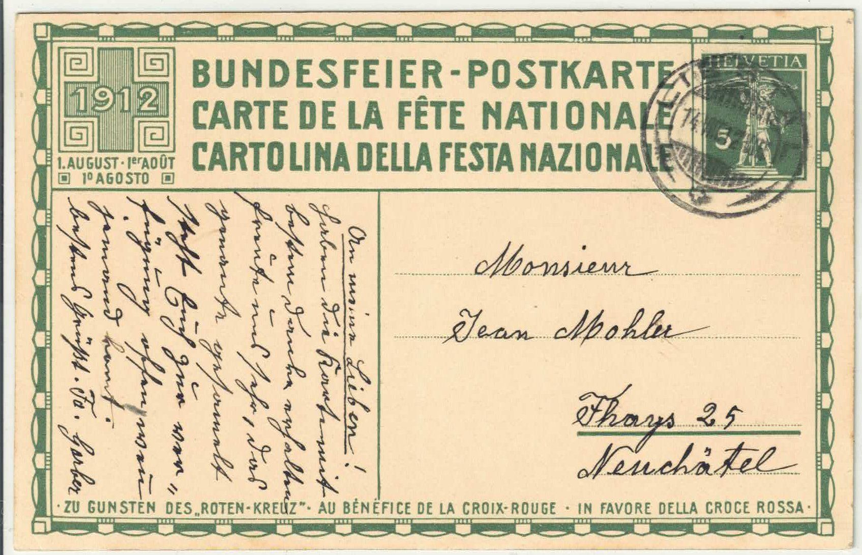 Tutti i francobolli: Bundesfeier 1912 - Fahnenschwinger – Usato da Ettingen venduto da Kartenplanet 1