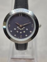 Elegante Damenuhr, dunkelblau mit Strasssteinen - neu!