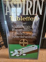 Aspirin Bayer Reklame Tafel Hinterglas antik Sammlerstück