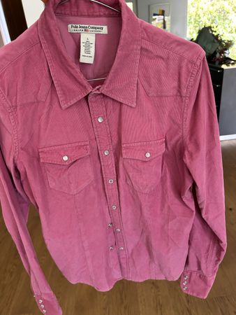 Chemise Polo Jeans Ralph Lauren velours rose taille L