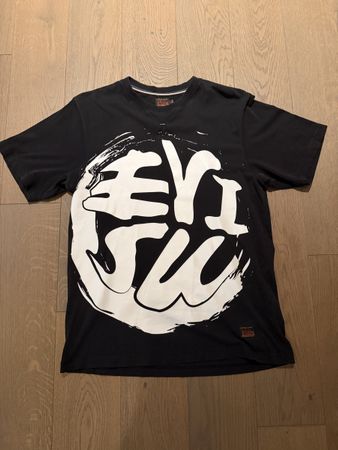 T-Shirt Evisu schwarz mit grossem Logo guter Zustand