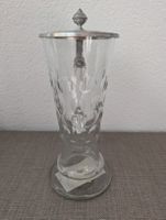 Grosser Kristallglas Bierkrug mit Zinndeckel