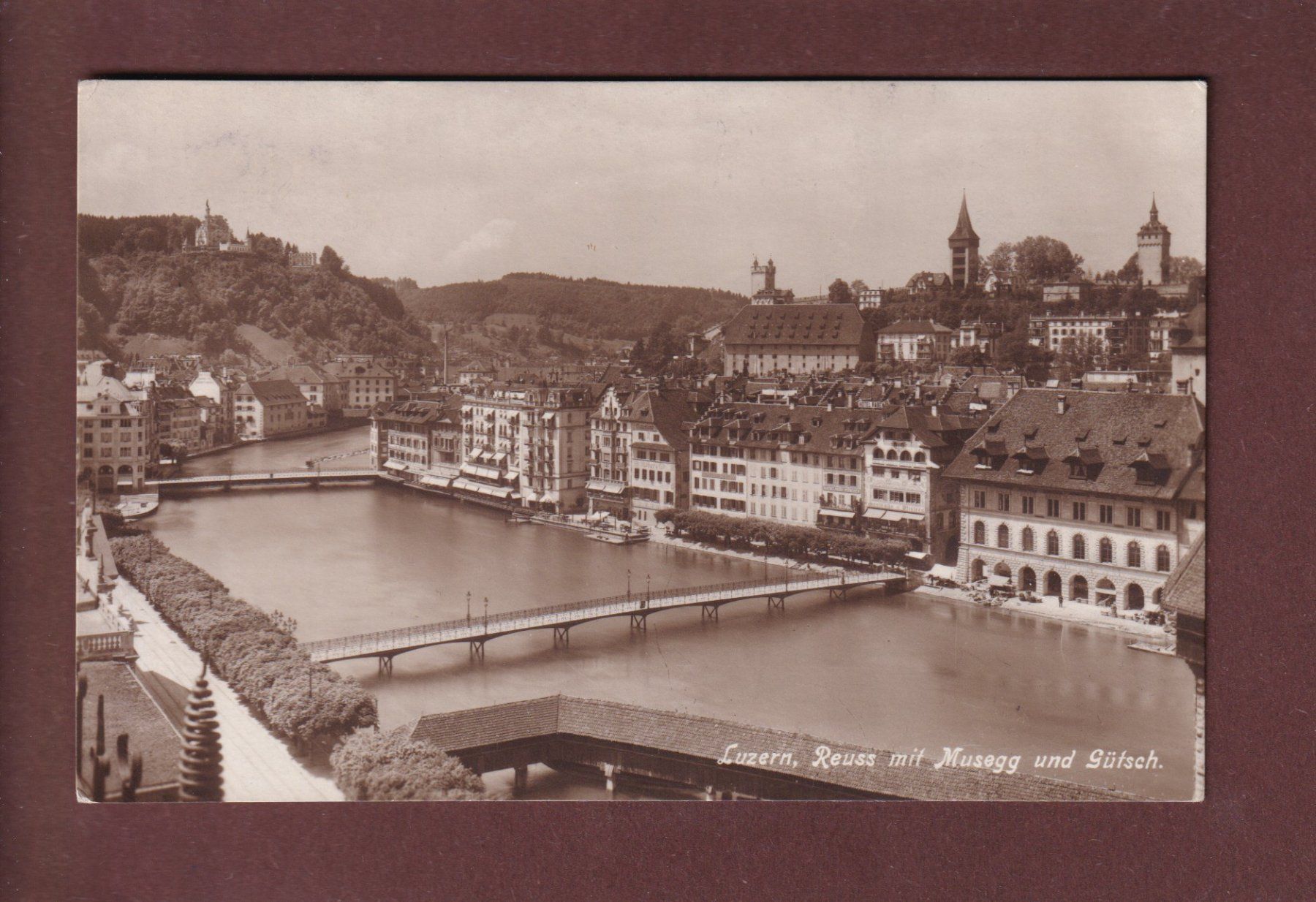 Cartoline postali: LUZERN - Reuss - Musegg - Gütsch - 1913 – Usato da Pully venduto da nicecards