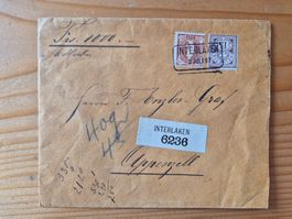 CH-Wertbrief Interlaken Appenzell aus 1897 gem. Bilder