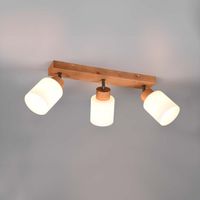 Deckenleuchte, Holz, Glas, 45 cm x 10 cm