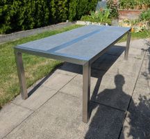 Robuster Gartentisch Edelstahl/Granit "Nero Africa"