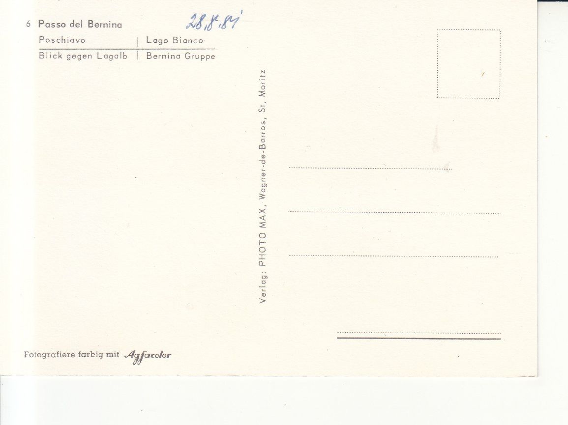 Cartoline postali: Bernina 1984 – Usato da Bürglen TG venduto da StampGraf 1