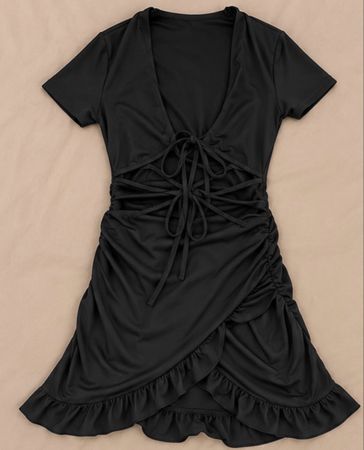 Damen Kleid schwarz kurz mit Schnürung gebraucht