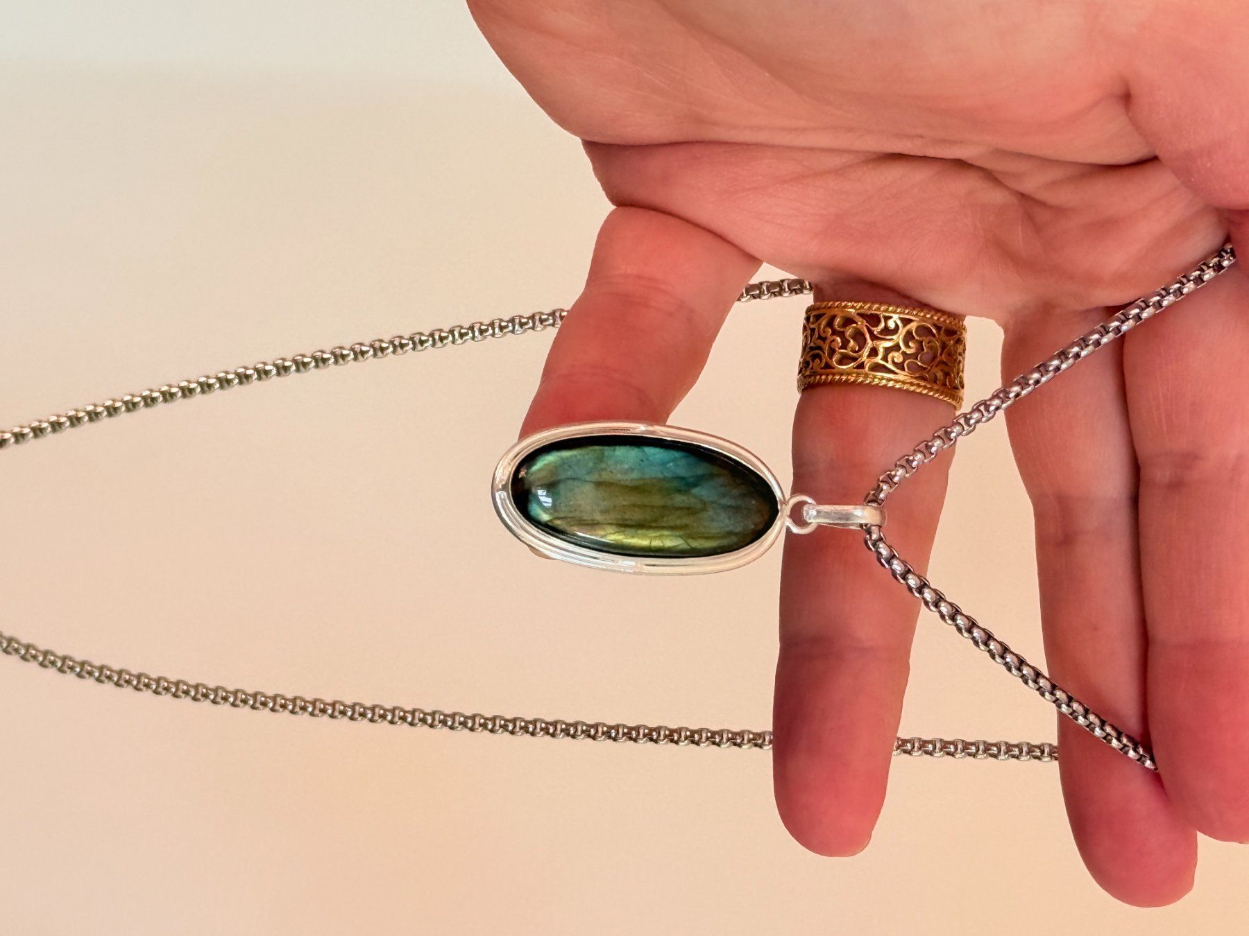 Catenine: Superbe collier Labradorite , neuf! – Nuovo e nell'imballaggio originale da Genève venduto da AGBERG 8
