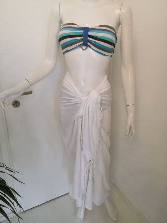 🤩BOHO-CHIC PAREO WEISS & SILBER PAILLETTEN NEU