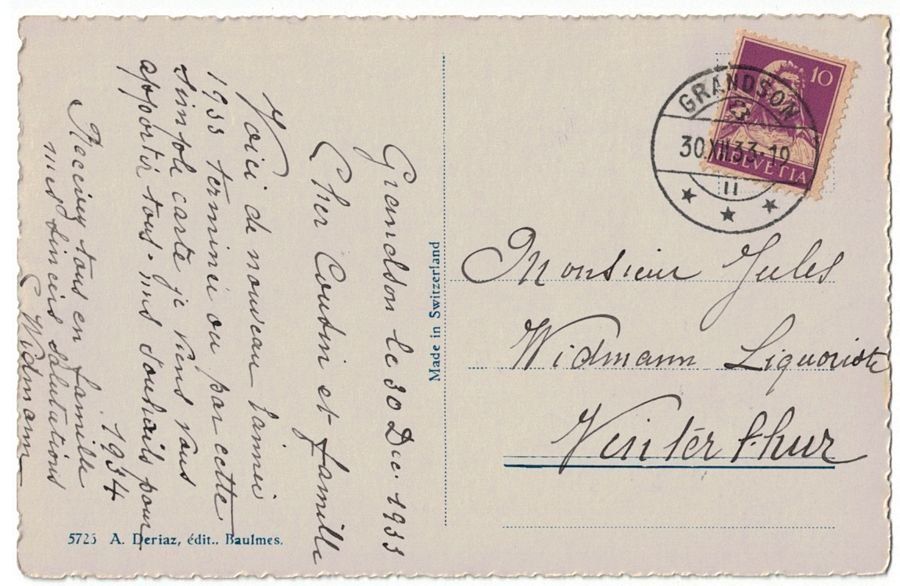 Cartoline postali: Château de Grandson, rameurs, circulée 1933 – Usato da Frauenfeld venduto da POML 1