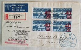 Jb28) 1937 Flugpostbrief Zürich - Sion seltenerl Brief