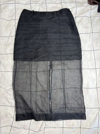 H&M Black Skirt with Mesh Overlay - EU36/US4 - Elegant