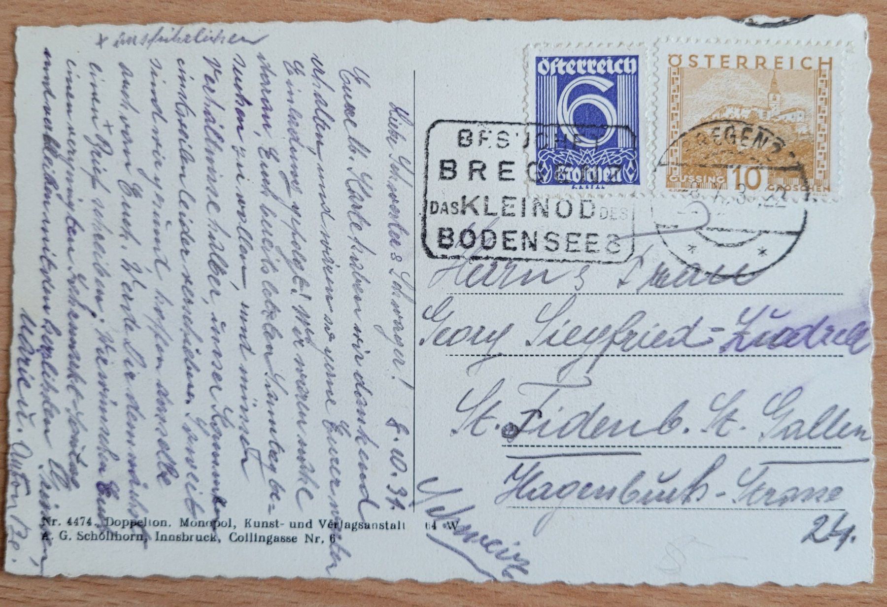 Cartoline postali: Ansichtskarte Pfänderbahn Bregenz Bodensee gelaufen 1931 – Usato da Rorschach venduto da gloeggli1980 1