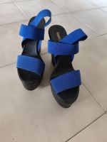 Sandali Via maestra  Donna blu plateau zeppa tacco comodi 39