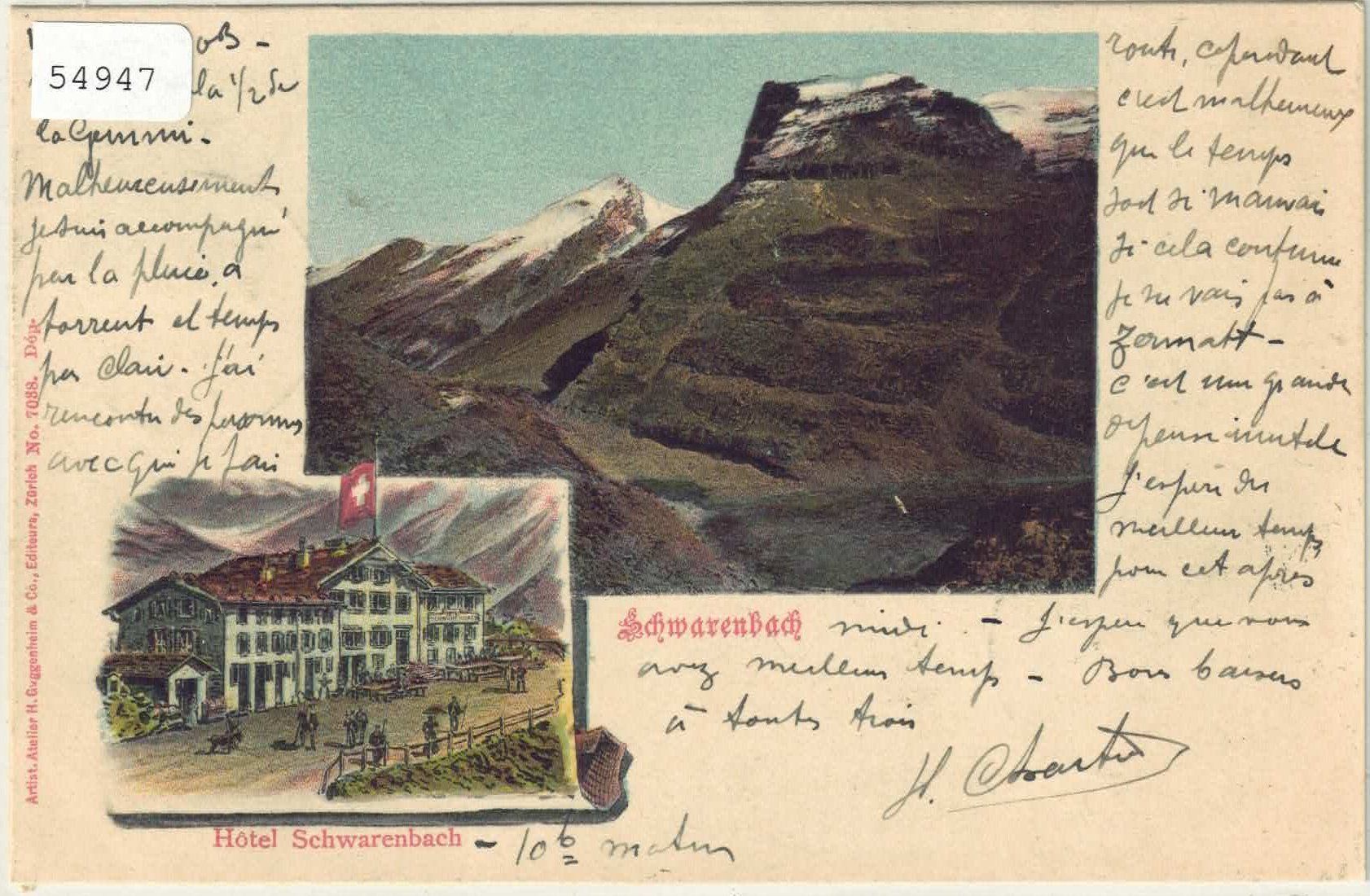 Cartoline postali: Hotel Schwarenbach - Gemmipass - Litho – Usato da Ettingen venduto da Kartenplanet