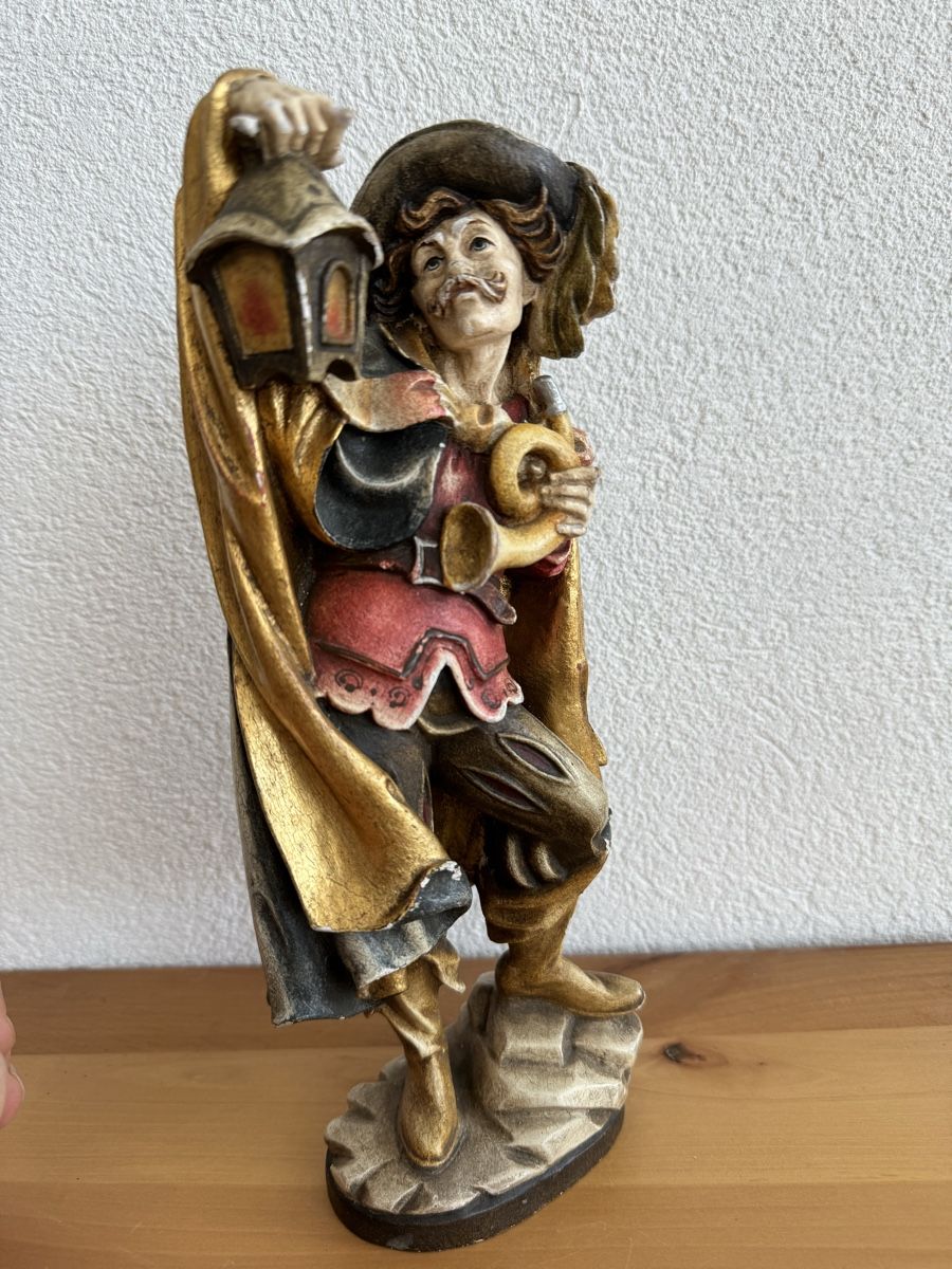 Sculture & Statue: Nachtwächter Holzfigur geschnitzt Handbemalt handgeschnitzt – Usato da Morges venduto da SevArt 1