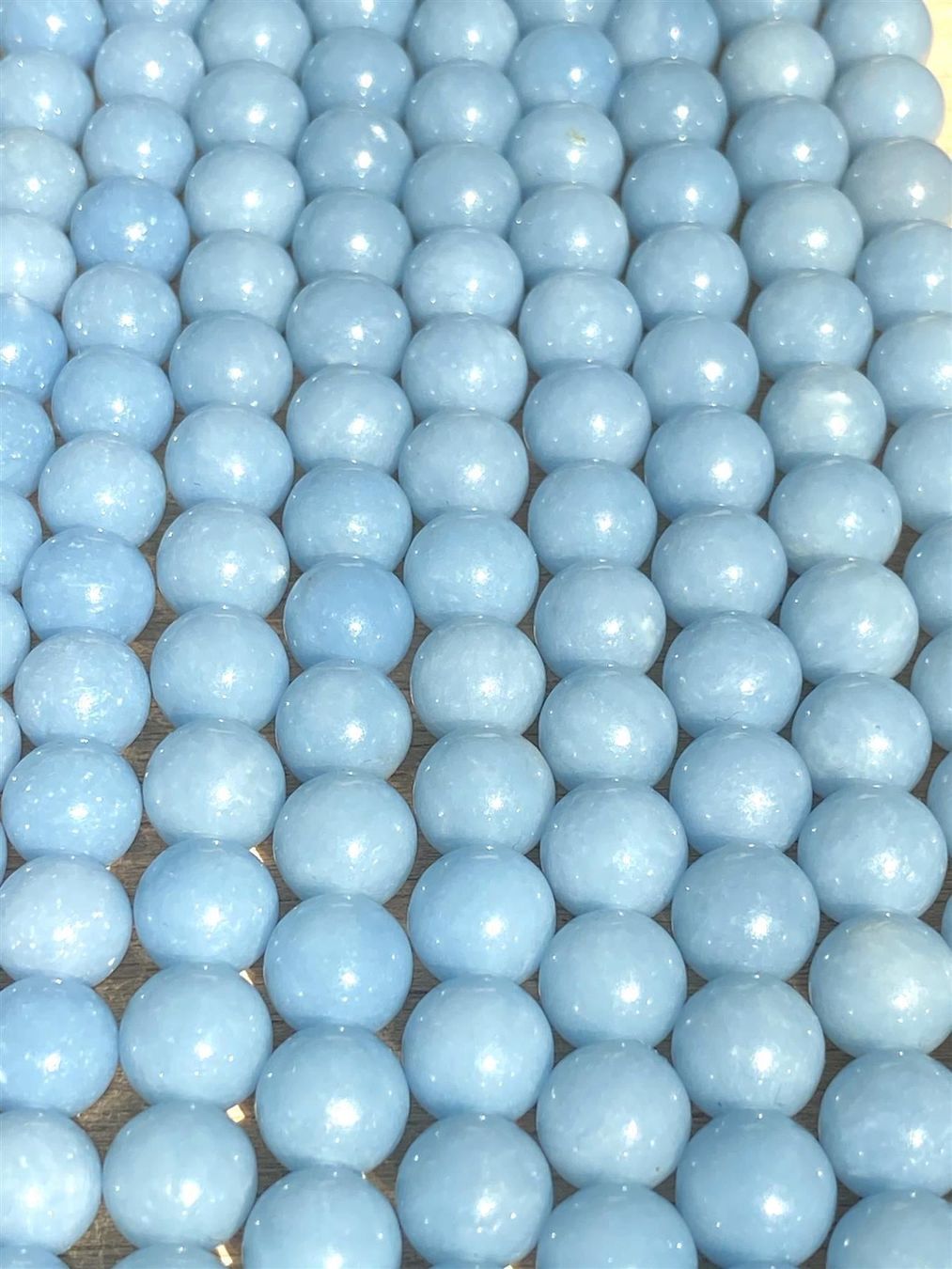 Edelsteine: Strang echte Angelit Kugeln / stone beads 8 mm – Neu und originalverpackt aus Niederrohrdorf von Ytobi