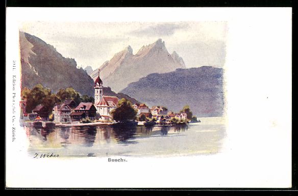 Cartes postales: Buochs, Uferpartie mit Kirche – D'occasion à Berlin par bartko-reher