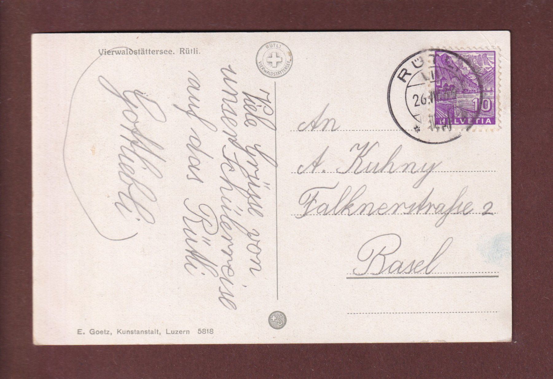 Cartoline postali: RÜTLI - 1936 – Usato da Pully venduto da nicecards 1