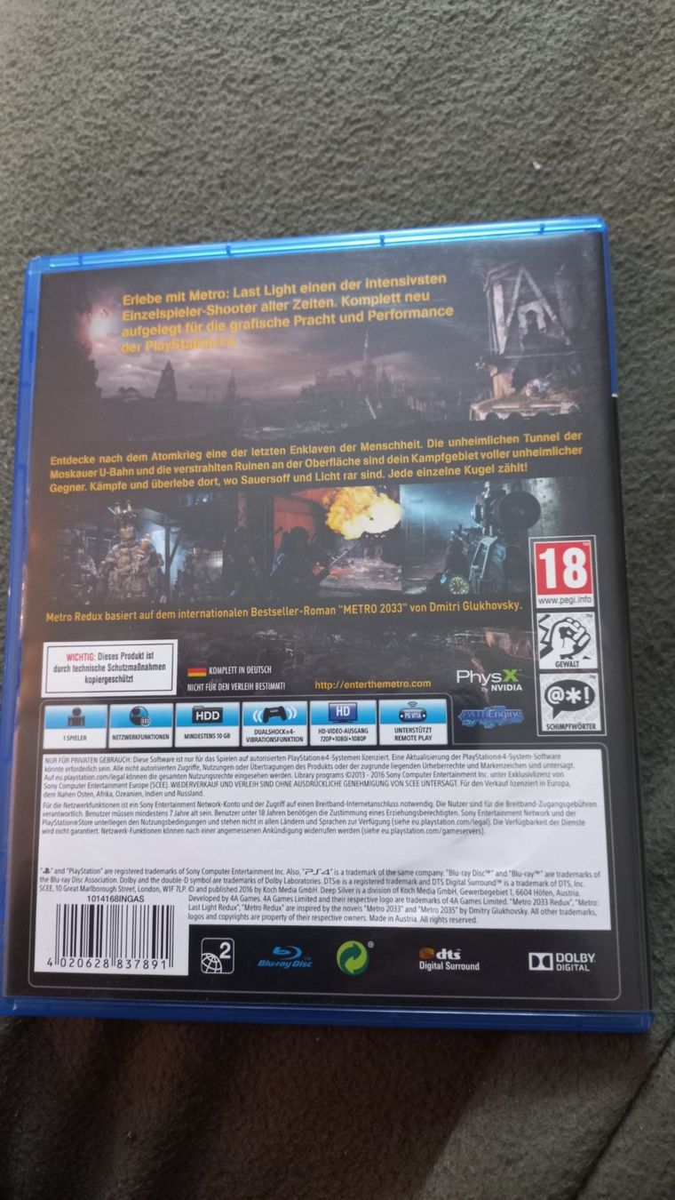 Giochi: Metro - Last Light Redux PS4 – Usato da Olten venduto da Donatello1984 1