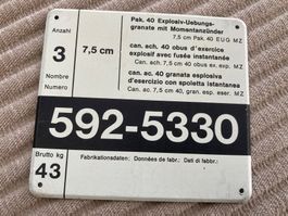 MUN Schild: PAK 40 EUG - Schweizer Armee
