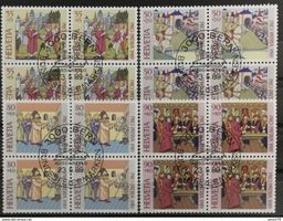 1989 PP Schweizer Bilderchroniken Viererblock ET-Stempel