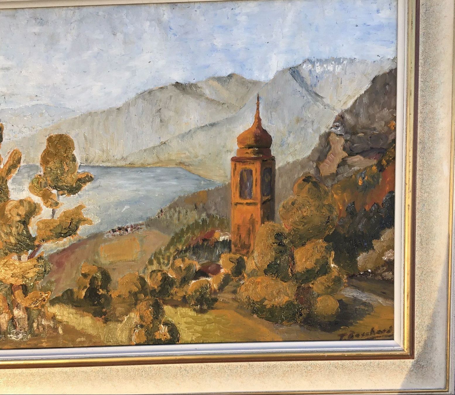 Gemälde: T. Bossard altes Landschaftsgemälde – Gebraucht aus Müllheim Dorf von Othmar73 4
