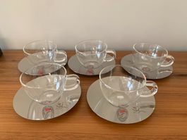 Espressotassen NEU, Bodum mundgeblasen, 5 Stück m. Teller