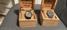 Holzkern Uhren Set zwei Herrenuhren in Holzbox gebraucht