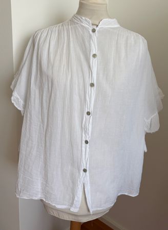 Weiss Baumwolle Sommer Bluse top Tunika M L  one size