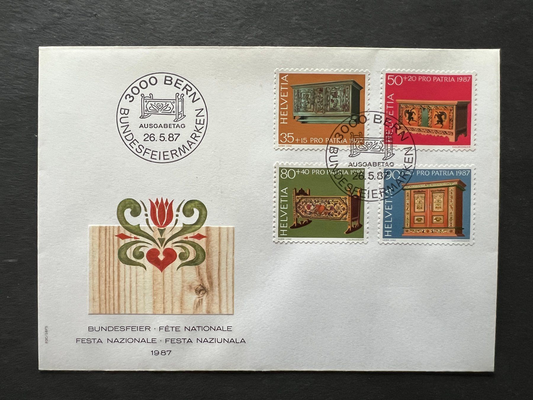 Tutti i francobolli: Pro Patria FDC 1987   (M224) – Usato da Hinwil venduto da Sidi4