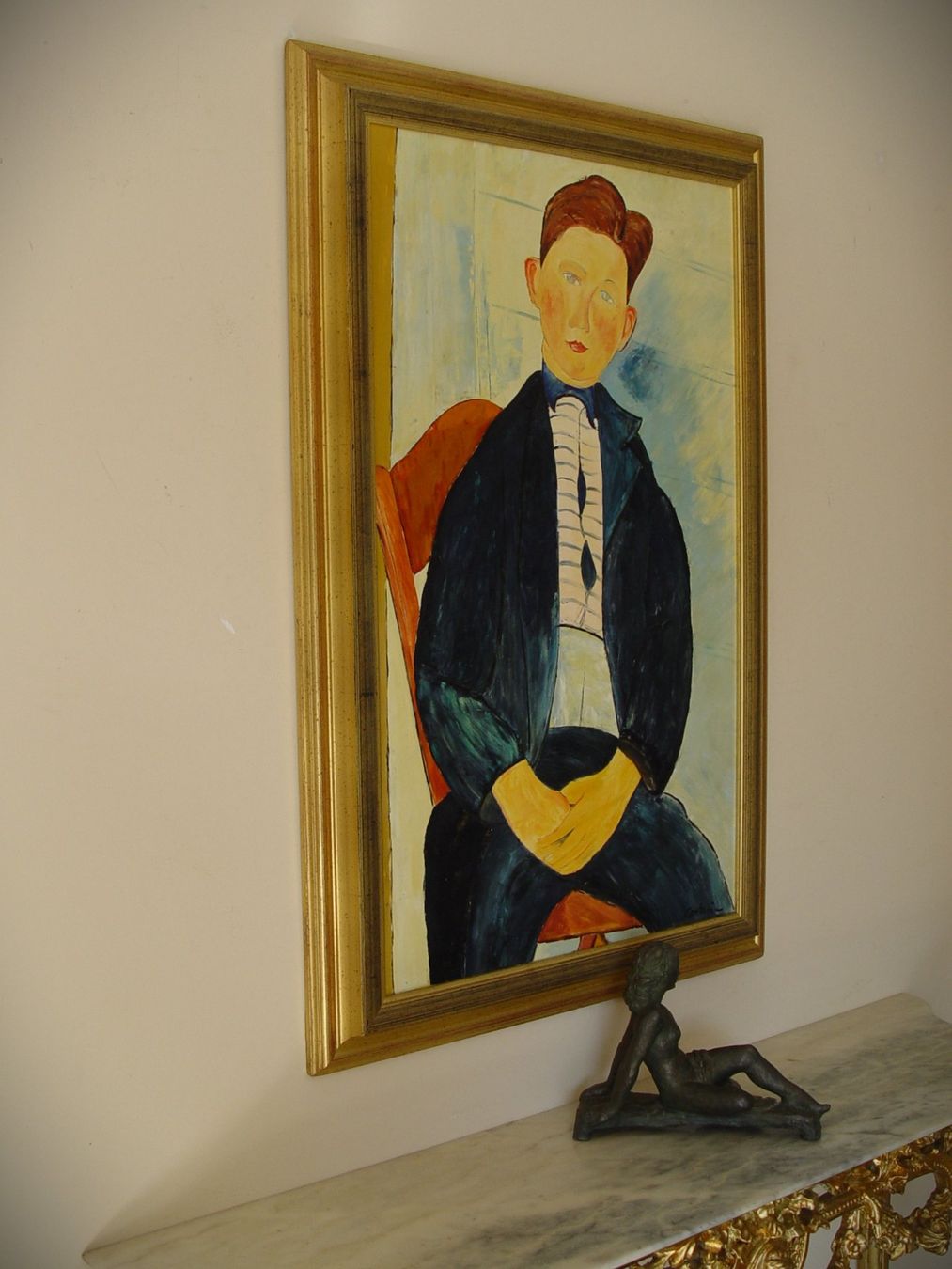 Gemälde: Grossflächiges Portrait Gemälde n. Amadeo Modigliani – Gebraucht aus Rotkreuz von Dobermann5 1