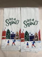 2x Christmas Kitchen Towels "Let it snow" New