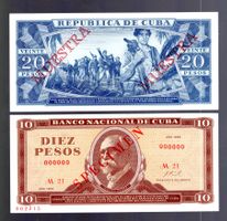 Cuba noten UNC Specimen-Muestra 2 stück