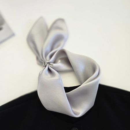 New 53cm Silk Scarf Square Silver Light Grey Plain Color