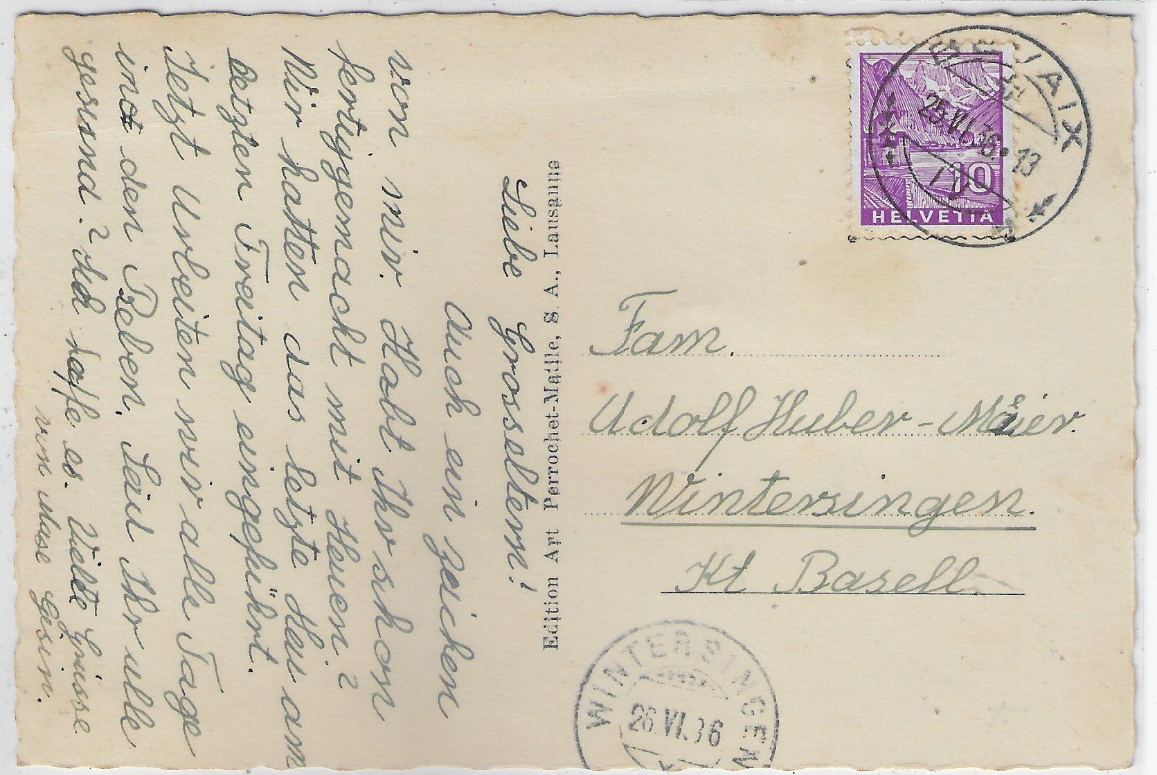 Cartoline postali: Bevaix - L'Abbaye et le vignoble – Usato da Ettingen venduto da Kartenplanet 1