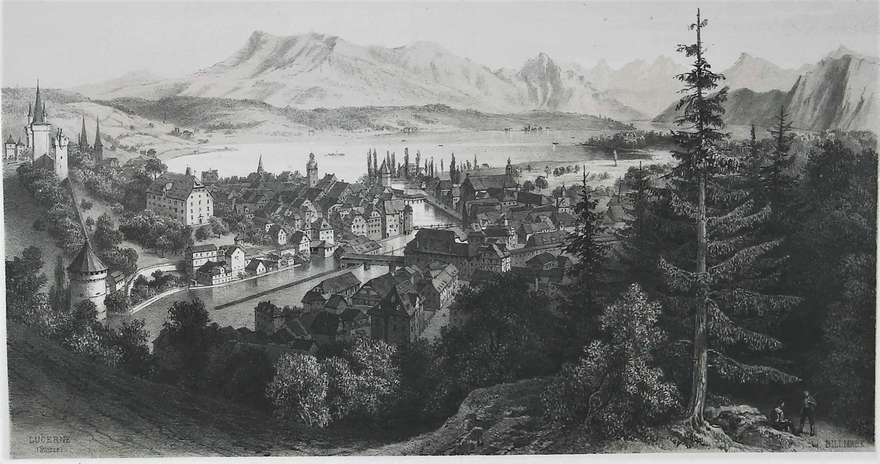 Incisioni: Luzern Lithographie von Billmark – Usato da Rafz venduto da Helvet32 1